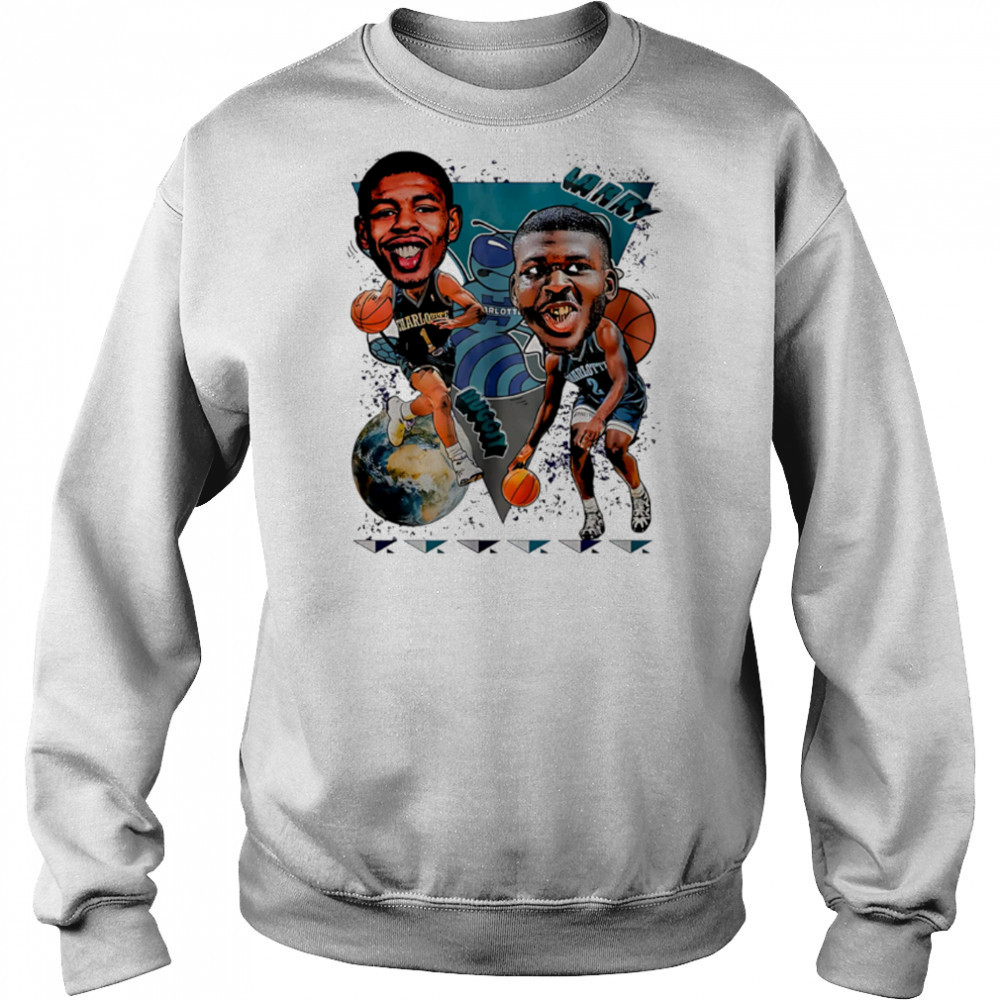 Charlotte Hornets LaMelo Ball Muggsy Grant Williams Larry caricature cartoon retro shirt Hoodie