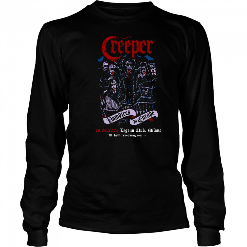 Creeper June 19 2025 Legend Club Milano Poster T-Shirt Long Sleeved