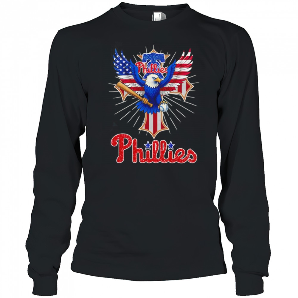 Eagle baseball Philadelphia Phillies American flag shirt Long Sleeved