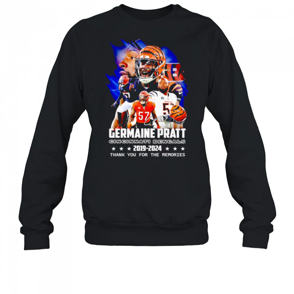 Germaine Pratt Cincinnati Bengals 2019-2024 Signature Thank You For The Memories shirt Sweatshirt