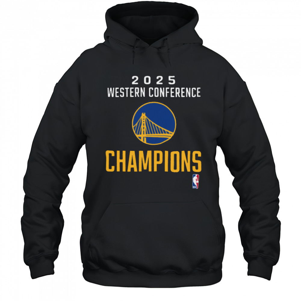 Golden State Warriors Fanatics 2025 NBA Western Conference Champions Locker Room T Shirt Hoodie