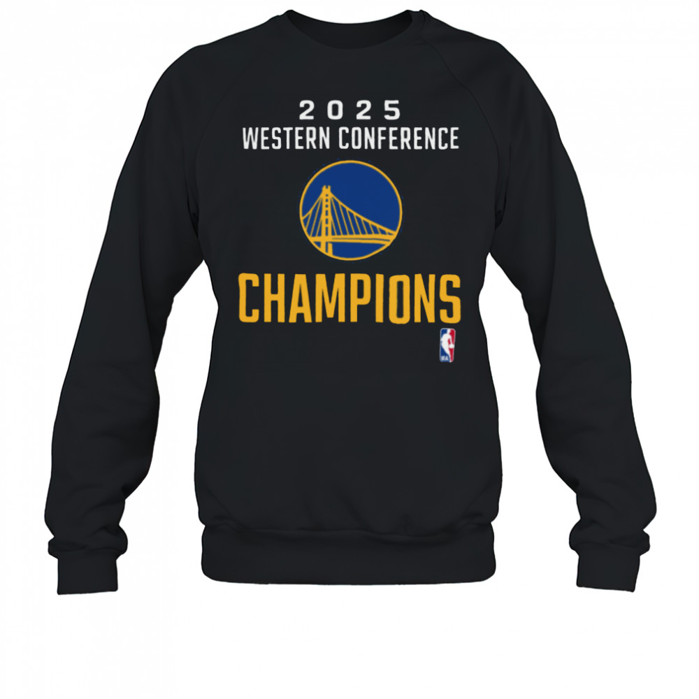 Golden State Warriors Fanatics 2025 NBA Western Conference Champions Locker Room T Shirt Sweatshirt