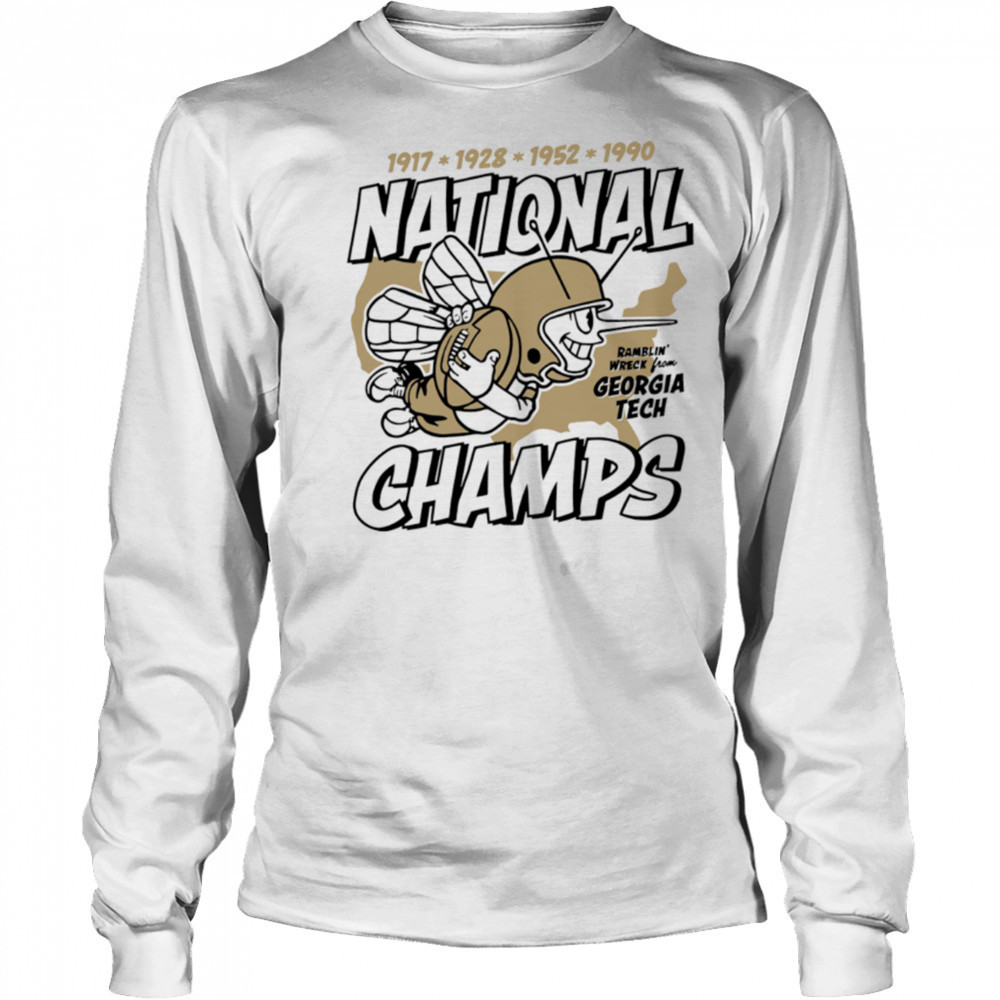 Vintage Georgia Tech Football Four Time National Champs shirt Long Sleeved