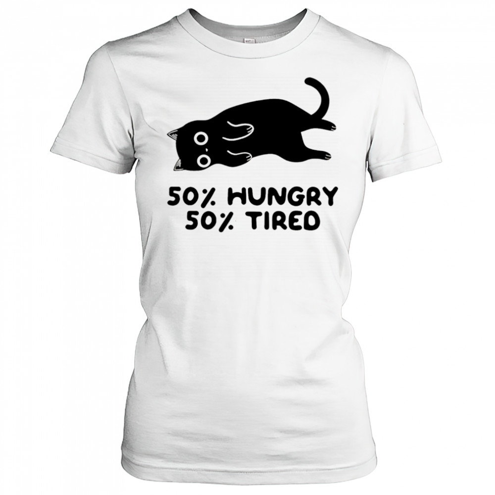 Black Cat 50% Hungry 50%Tired shirt Women's T-shirt
