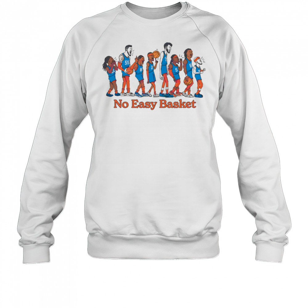 Cartoon Oklahoma City Thunder Players Lined Up With No Easy Basket Text shirt Sweatshirt