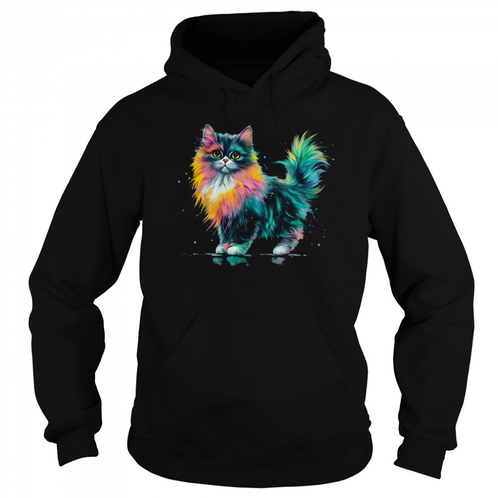 Cat Men Women Colourful Watercolour Cat Lover Animal Design shirt Sweatshirt