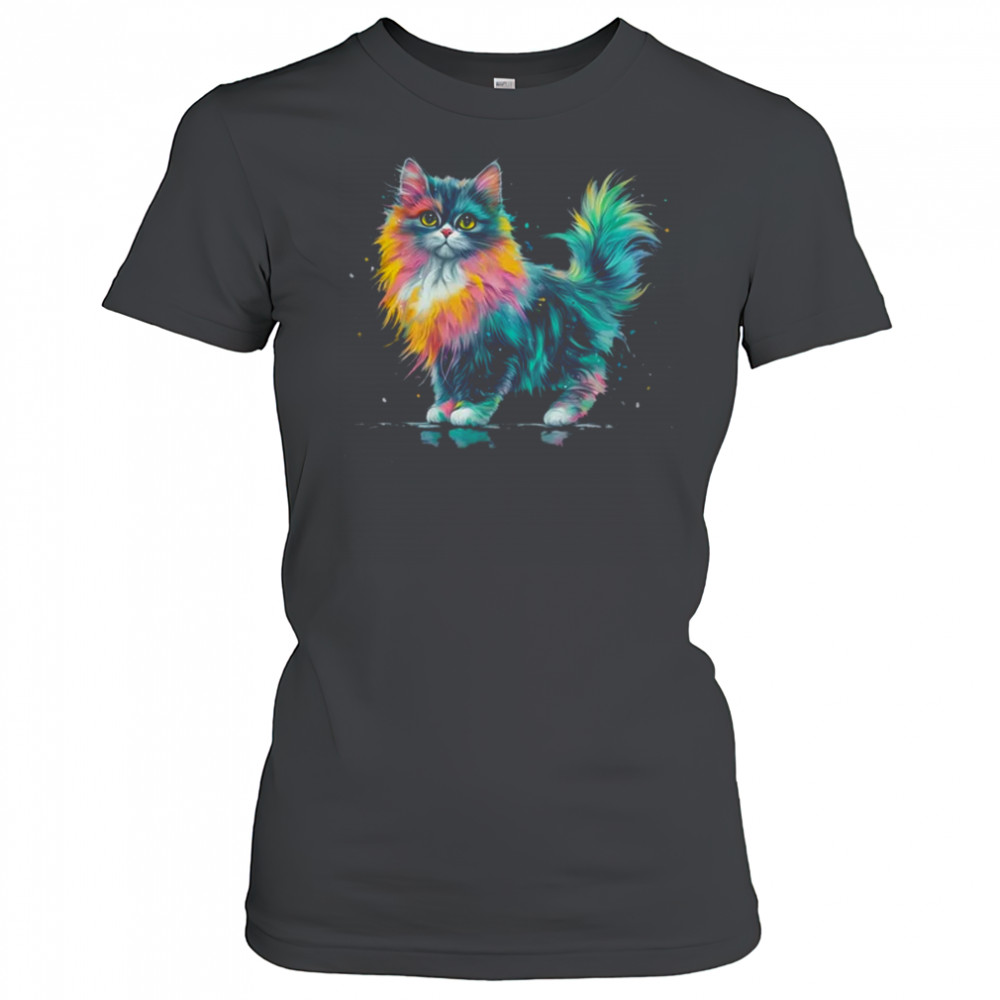 Cat Men Women Colourful Watercolour Cat Lover Animal Design shirt Women's T-shirt