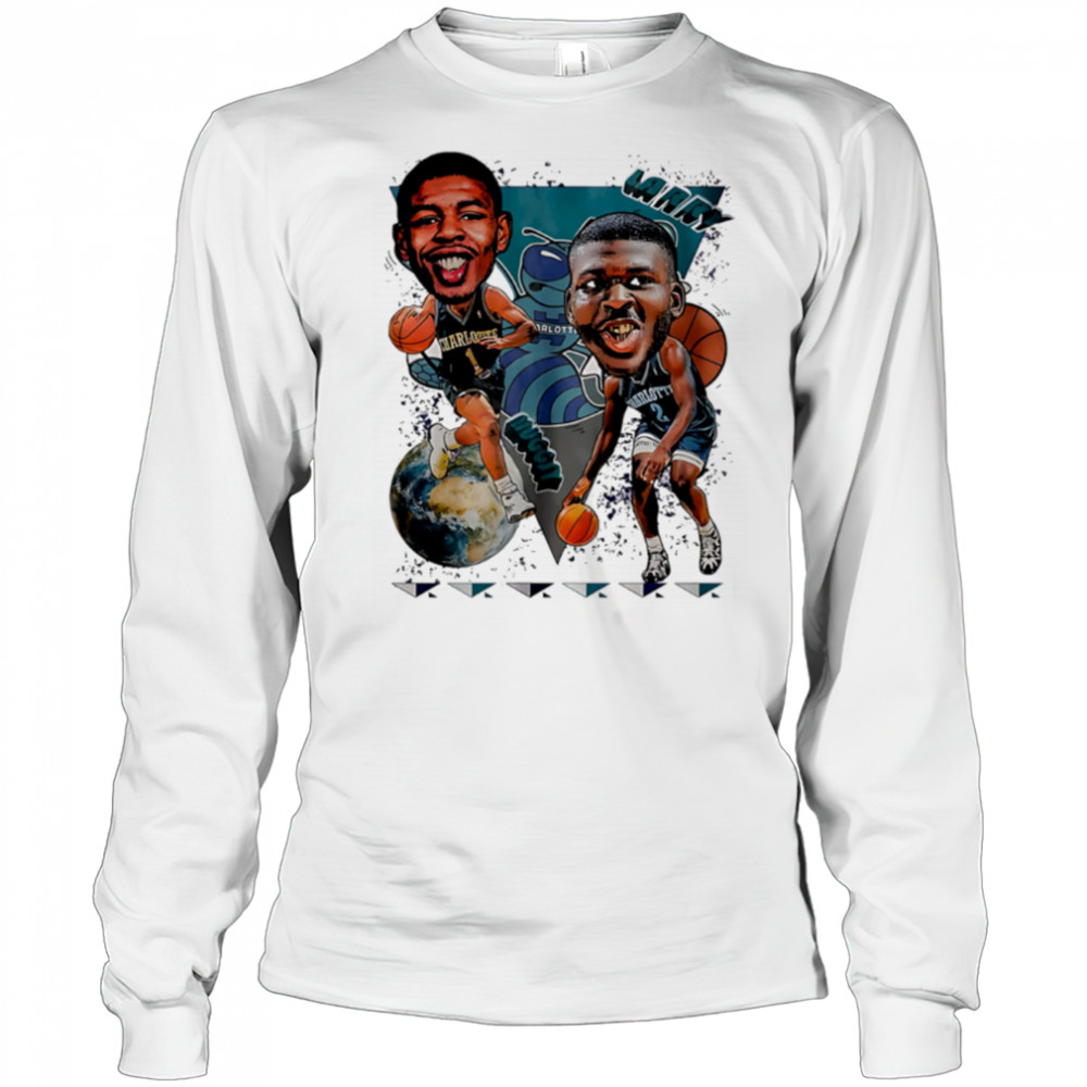 Charlotte Hornets LaMelo Ball Muggsy Grant Williams Larry caricature cartoon retro shirt Long Sleeved
