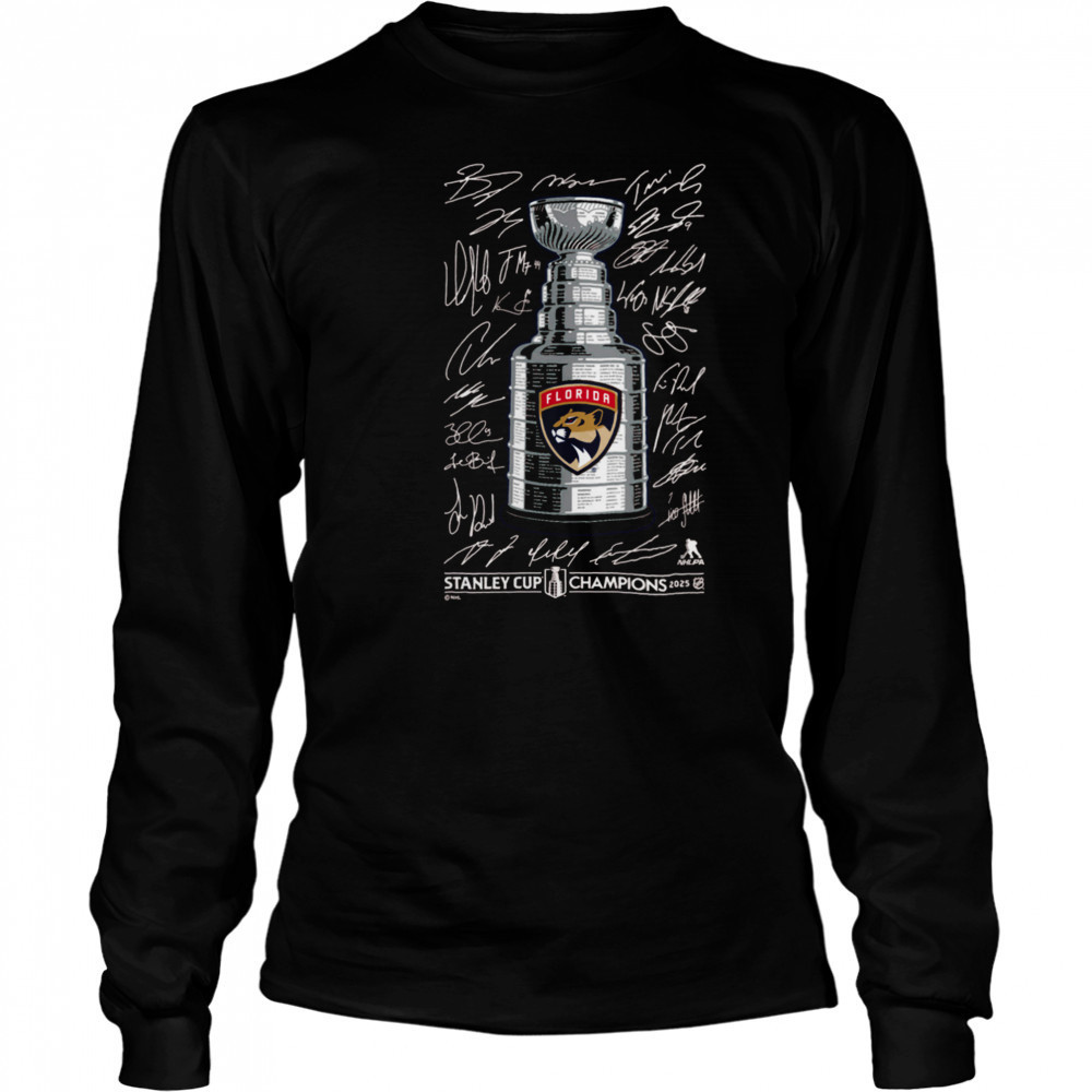 Florida Panthers 2025 Stanley Cup Champions Signature Roster T Shirt Long Sleeved