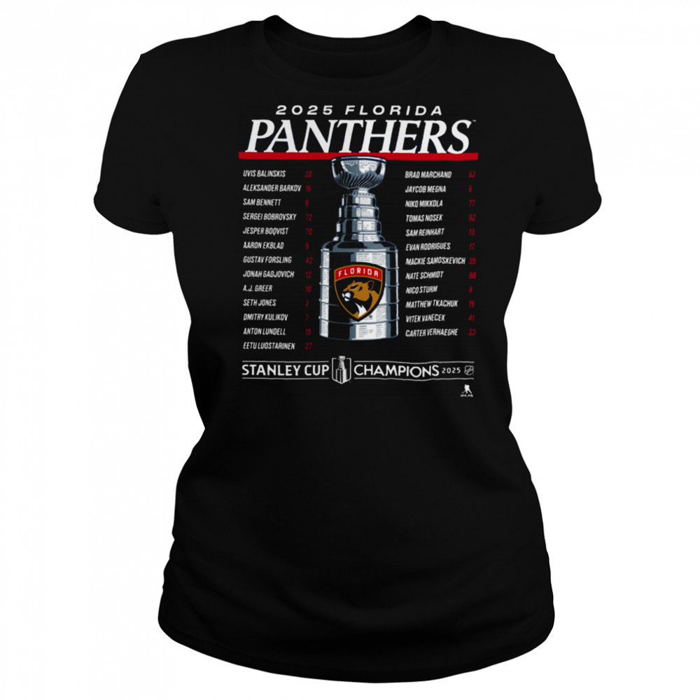 Florida Panthers Fanatics 2025 Stanley Cup Champions Give & Go Roster T Shirt Women's T-shirt