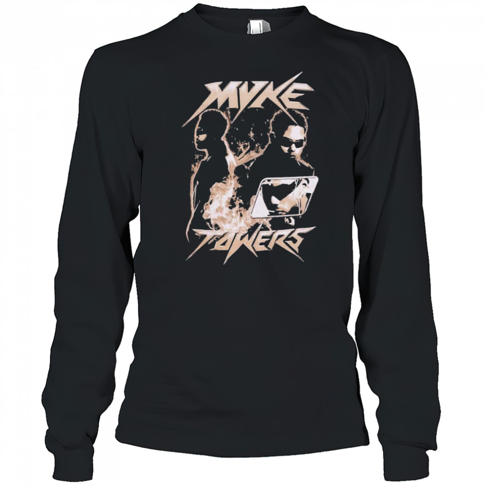 Myke Towers Fire Collage T-Shirt Long Sleeved