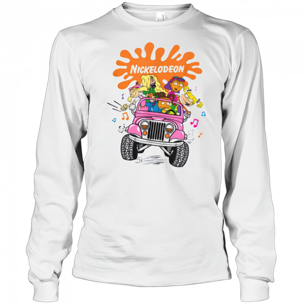 Nickelodeon Girls Jeep Ride Fun 90s Cartoon Vibes T Shirt Long Sleeved