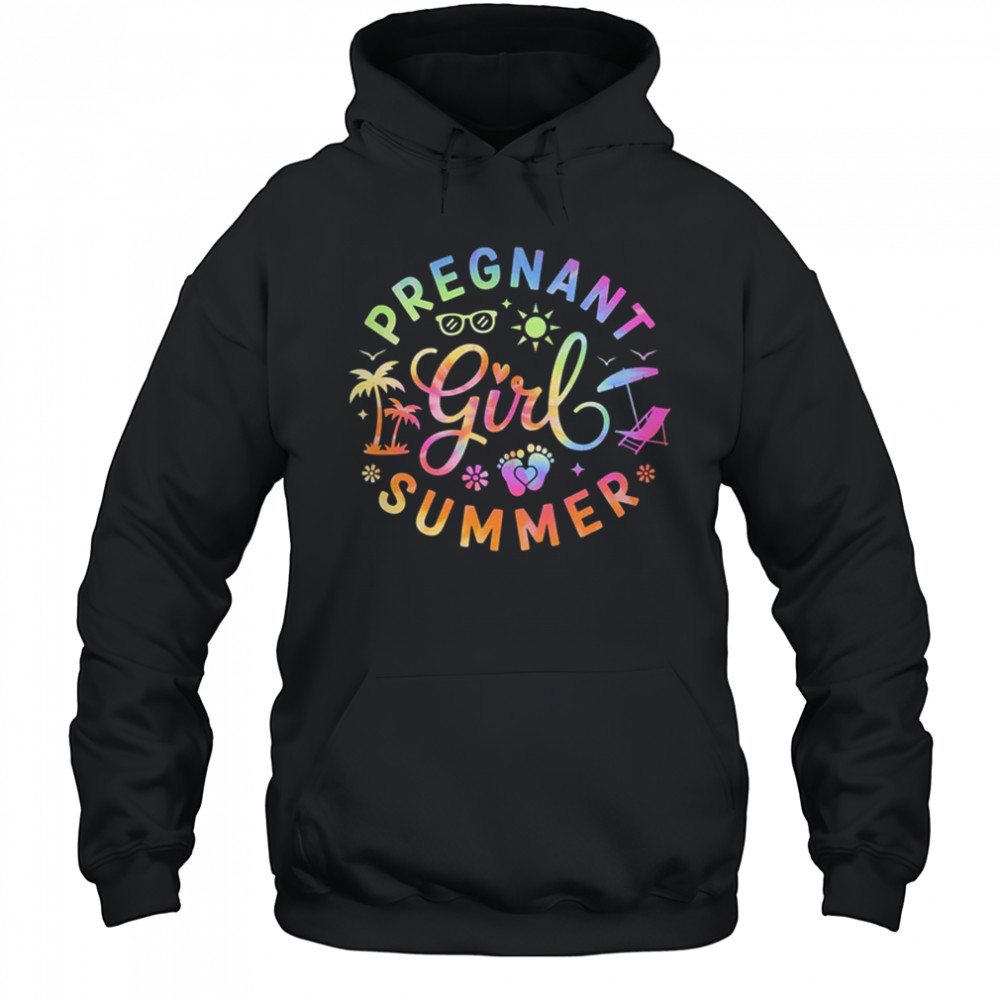 Pregnant Girl Summer Pregnancy Reveal Baby Announcement shirt Hoodie