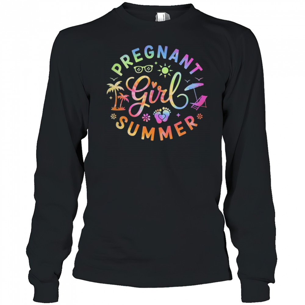 Pregnant Girl Summer Pregnancy Reveal Baby Announcement shirt Long Sleeved