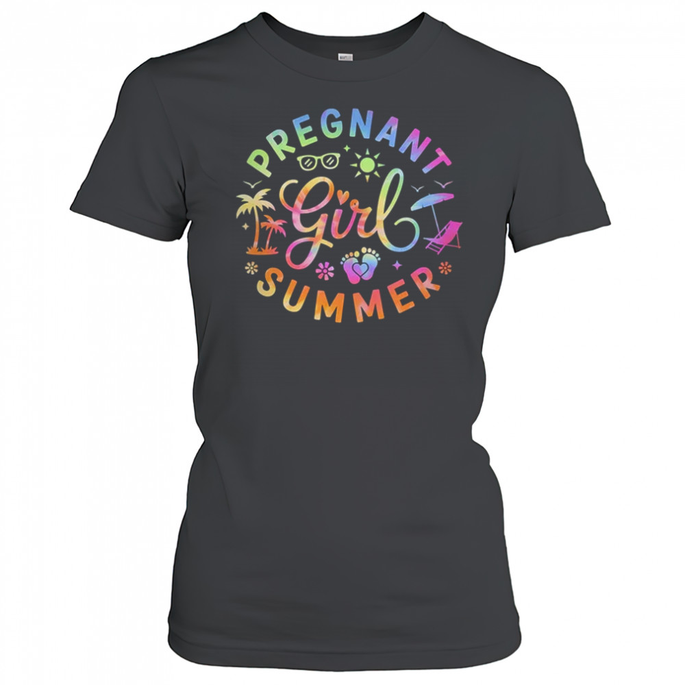 Pregnant Girl Summer Pregnancy Reveal Baby Announcement shirt Women's T-shirt