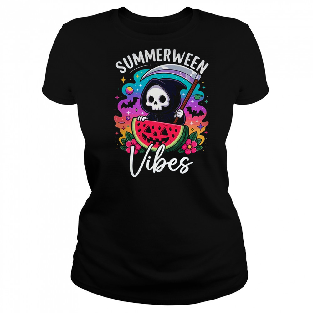 Retro Ghost Summerween Vibe Watermelon Ghost Summer Skeleton shirt Women's T-shirt