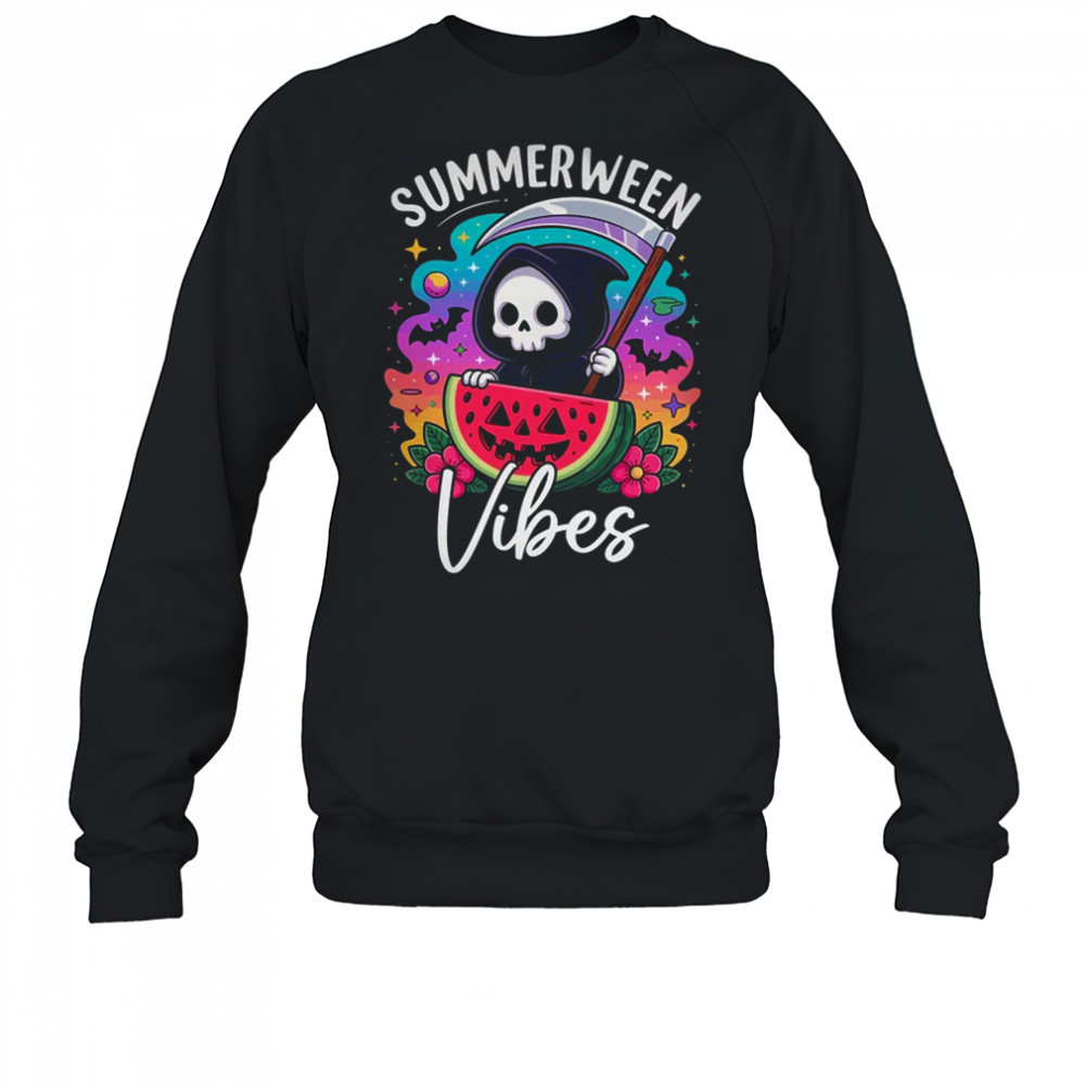 Retro Ghost Summerween Vibe Watermelon Ghost Summer Skeleton shirt Sweatshirt