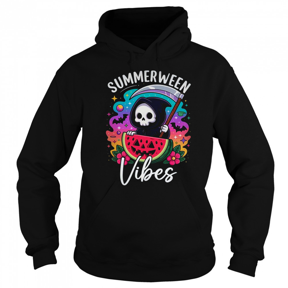 Retro Ghost Summerween Vibe Watermelon Ghost Summer Skeleton shirt Sweatshirt