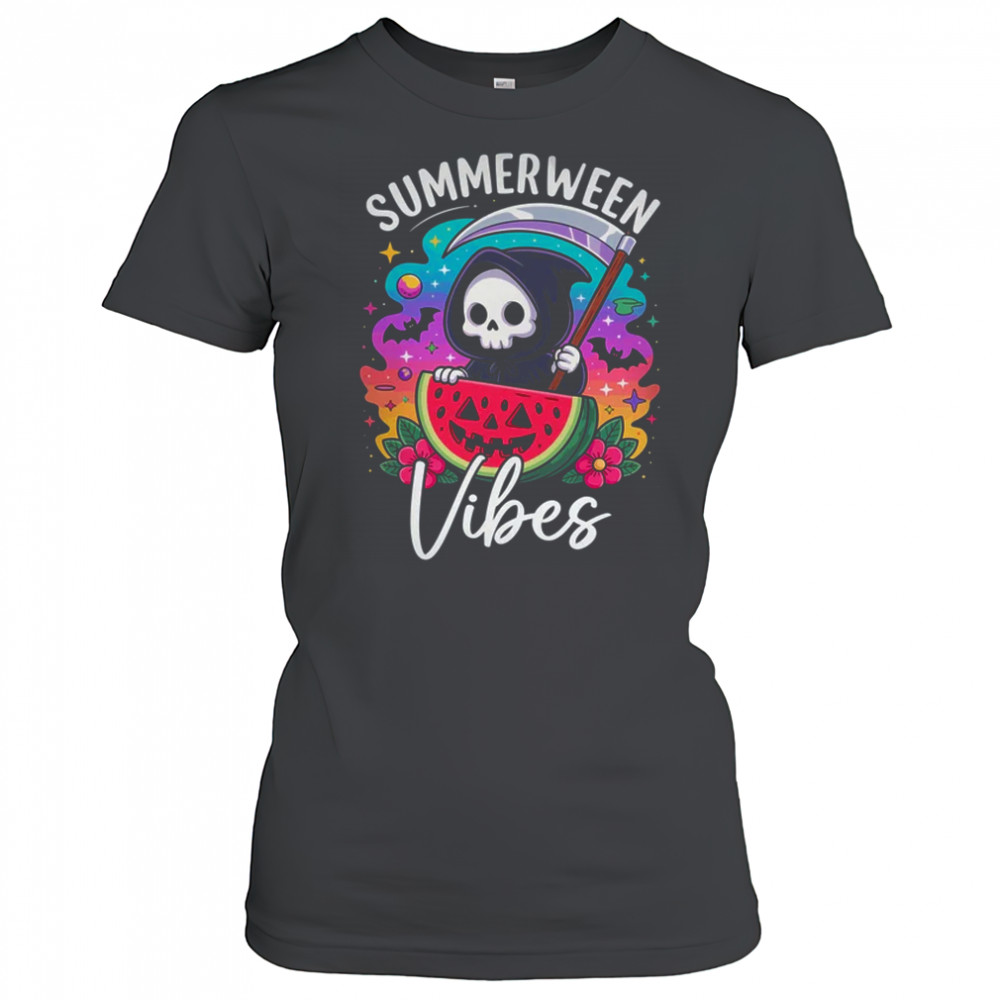 Retro Ghost Summerween Vibe Watermelon Ghost Summer Skeleton shirt Women's T-shirt