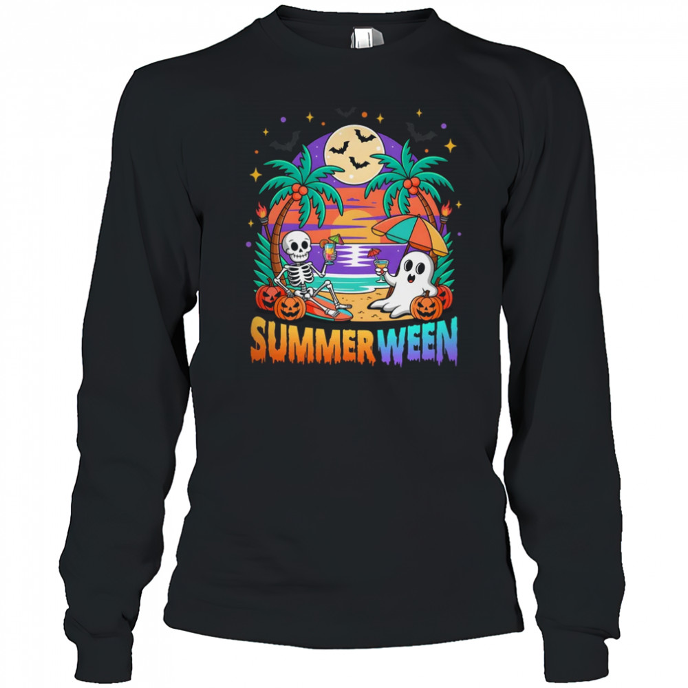 Summerween Summer Skeleton Party Halloween Vibes Vacation shirt Long Sleeved