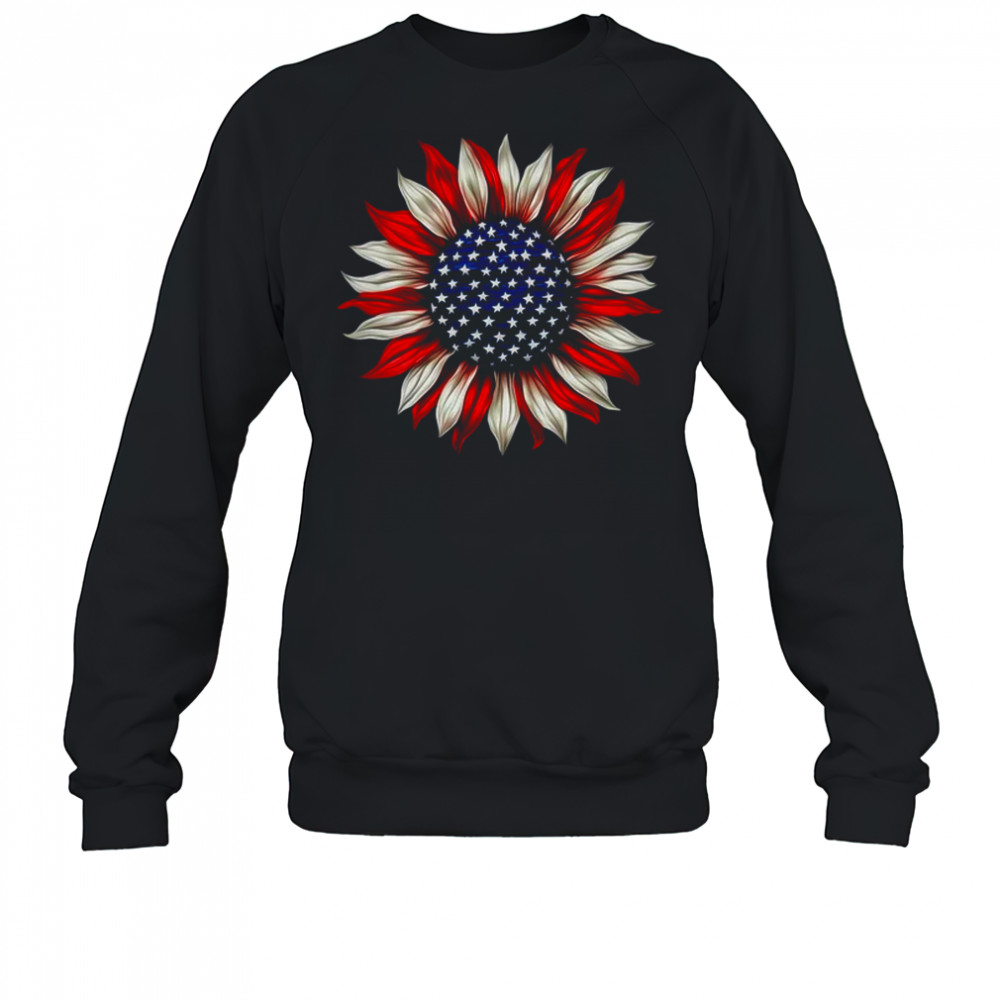 Sunflower American Flag USA 4th Of July Women Men Girls shirt Sweatshirt