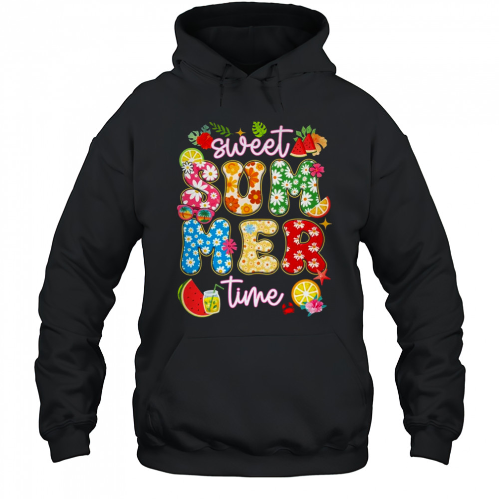 Sweet Summer Time Groovy Floral Summer Vacation Women Girls shirt Hoodie