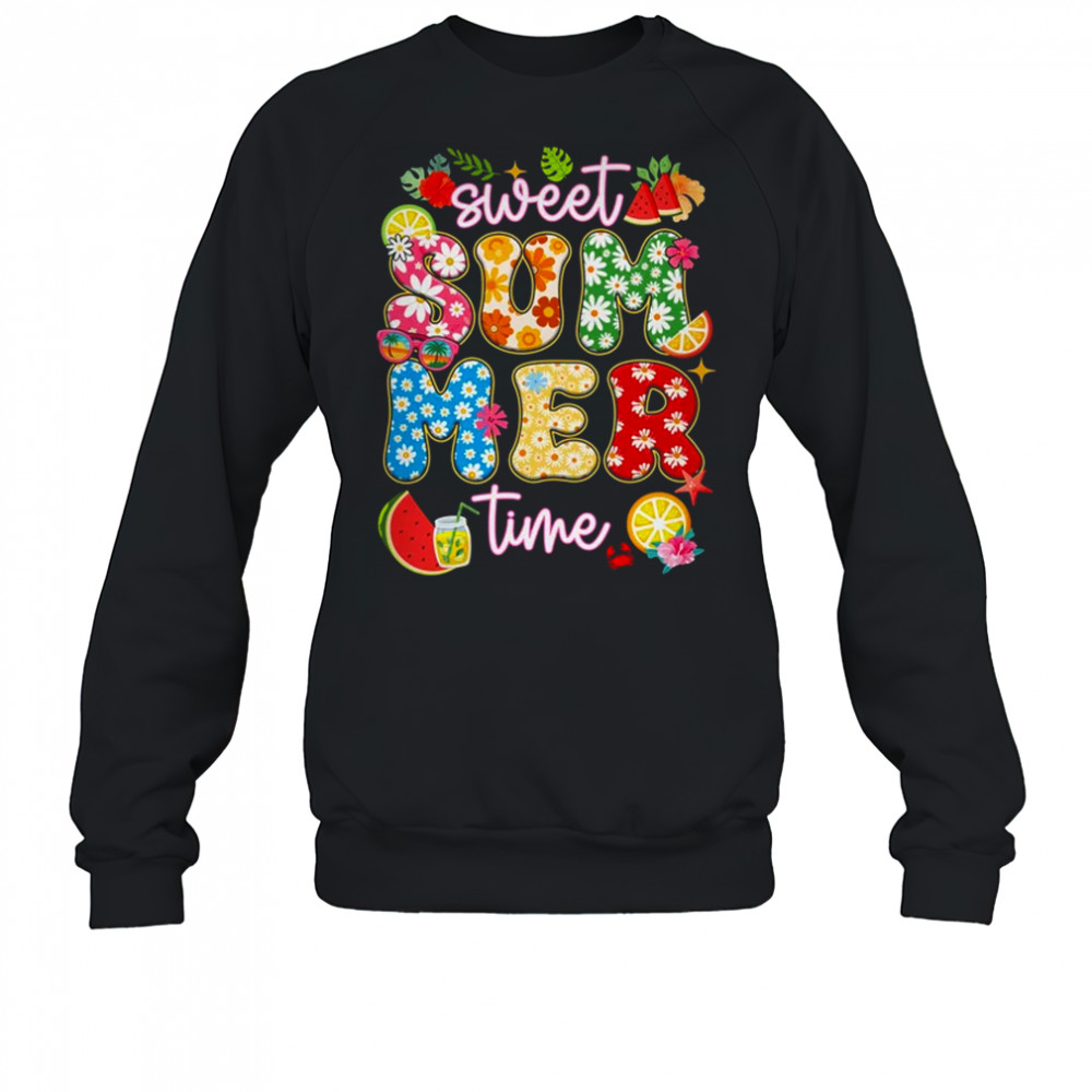 Sweet Summer Time Groovy Floral Summer Vacation Women Girls shirt Sweatshirt