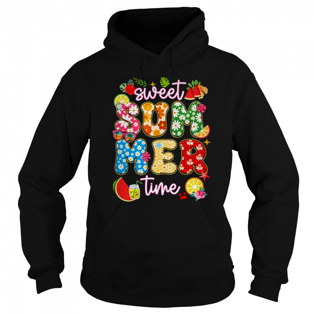 Sweet Summer Time Groovy Floral Summer Vacation Women Girls shirt Sweatshirt