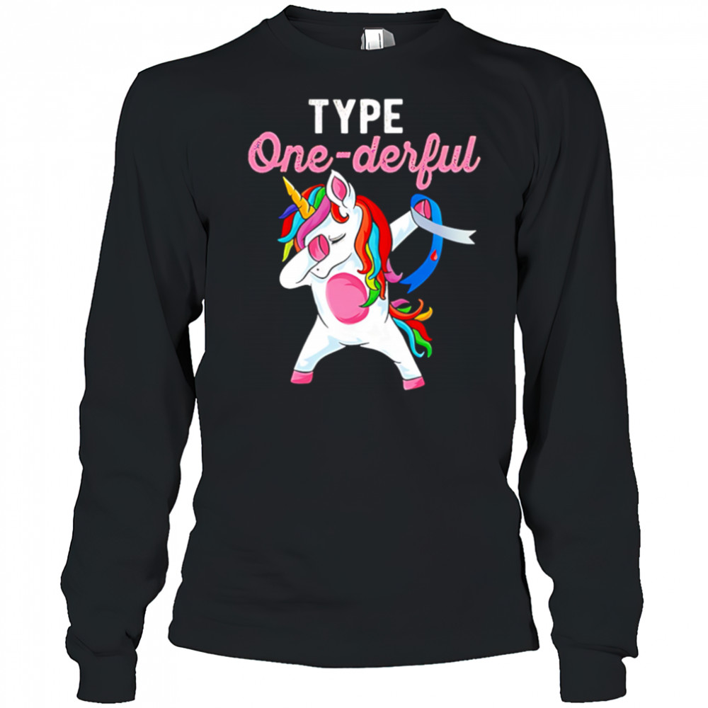 Type Onederful Dabbing Unicorn Diabetes Awareness shirt Long Sleeved