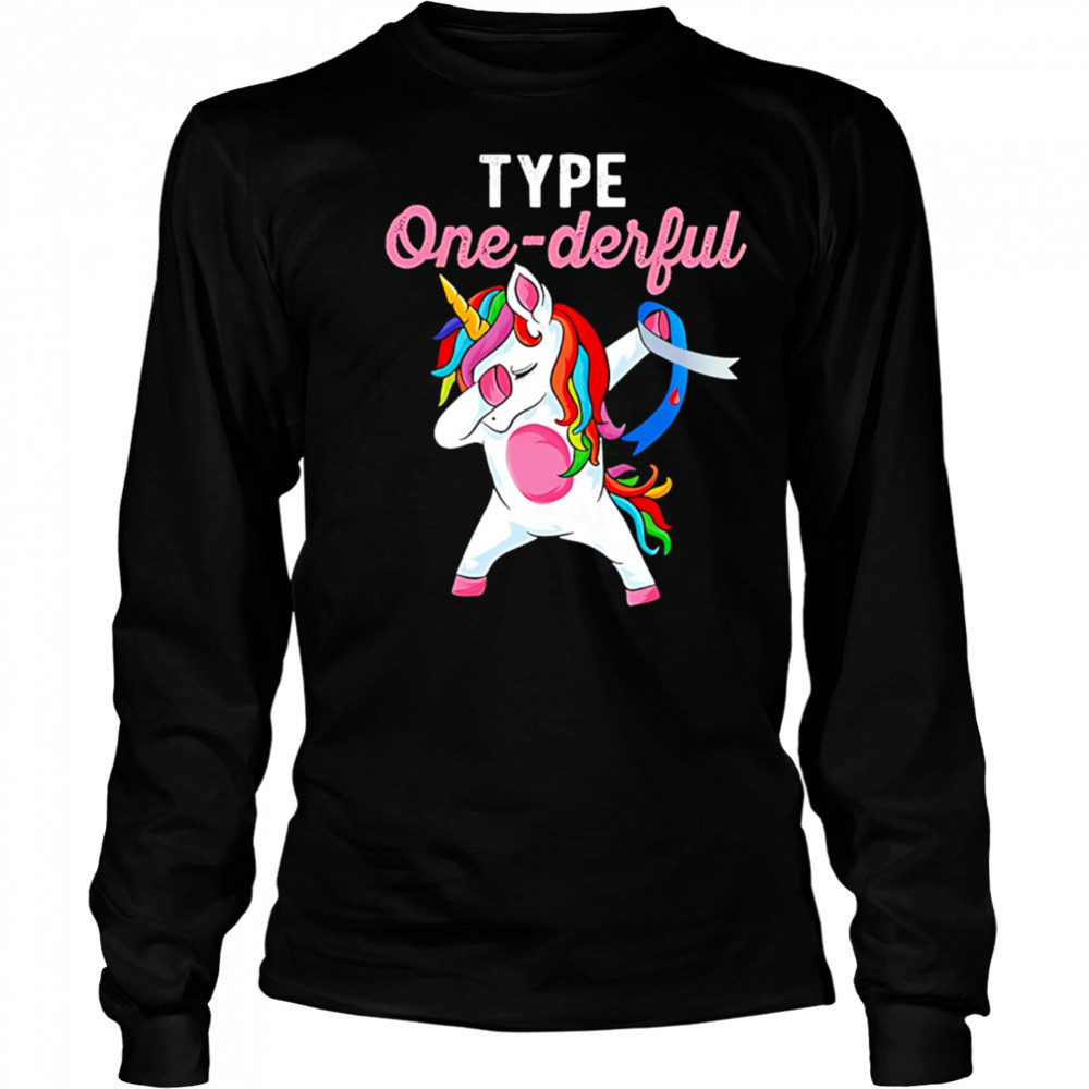 Type Onederful Dabbing Unicorn Diabetes Awareness shirt Long Sleeved