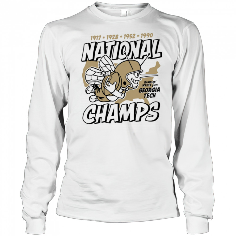 Vintage Georgia Tech Football Four Time National Champs shirt Long Sleeved