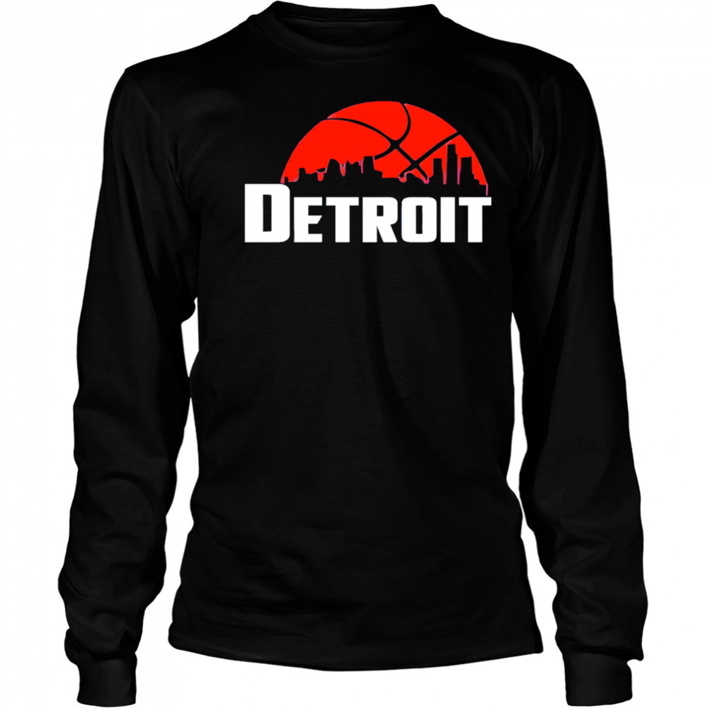 Detroit Pistons Cityscape Skyline style 2025 shirt Long Sleeved