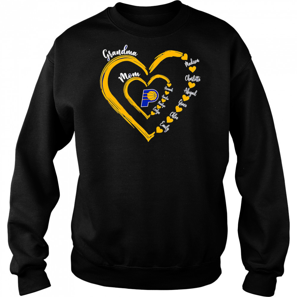 Grandma Mom Indiana Pacers heart shirt Hoodie