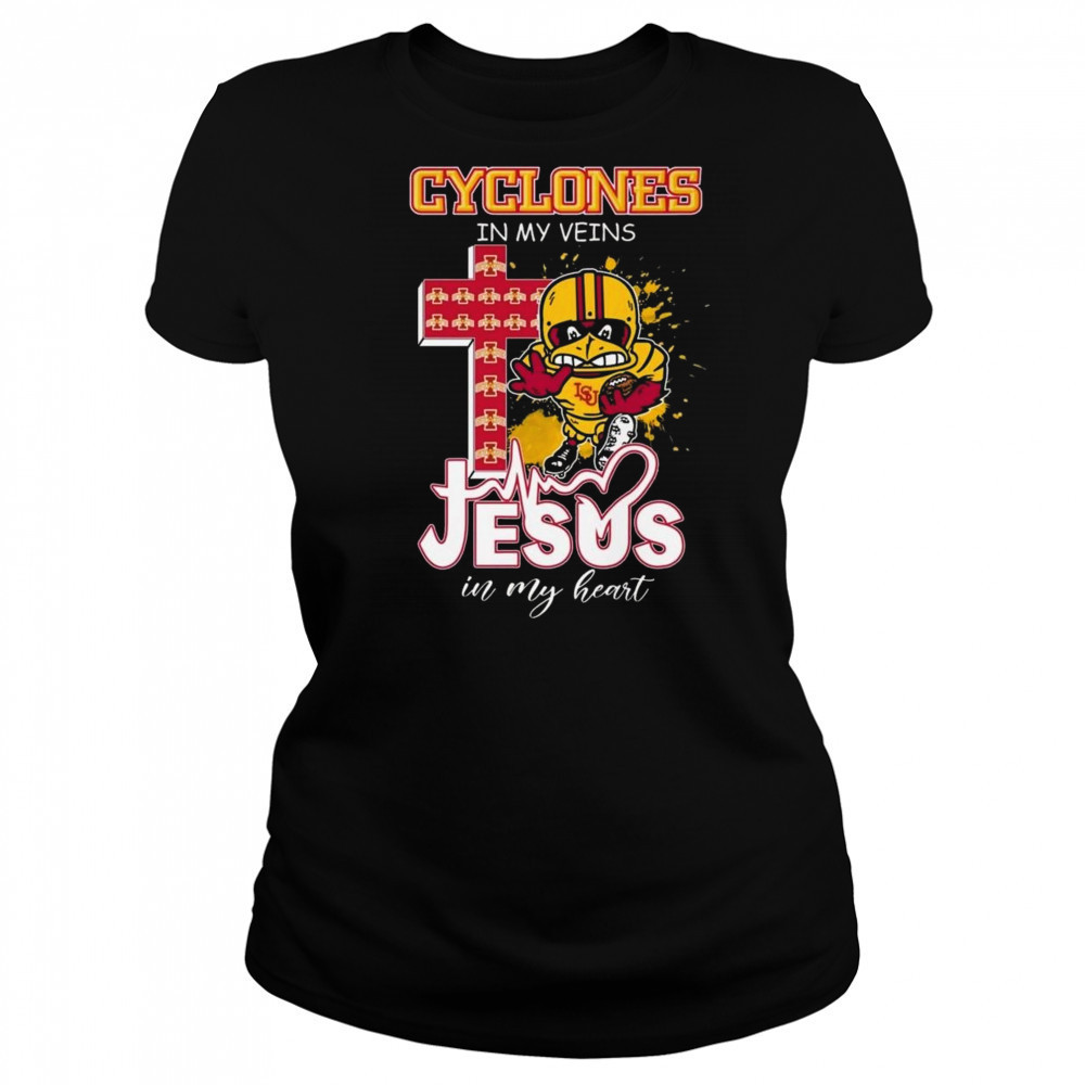Iowa State Cyclones In My Veins Jesus In My Heart Mascot 2025 Shirt Women's T-shirt
