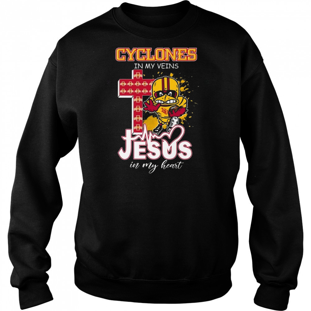 Iowa State Cyclones In My Veins Jesus In My Heart Mascot 2025 Shirt Hoodie
