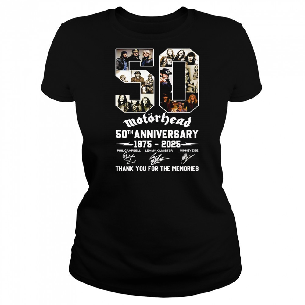 Motorhead 50th anniversary 1975 2025 thank you for the memories signature shirt Women's T-shirt
