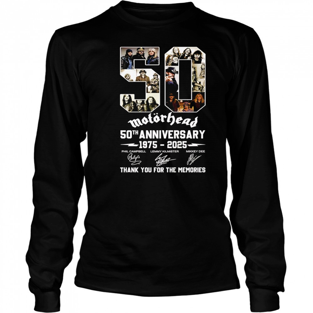 Motorhead 50th anniversary 1975 2025 thank you for the memories signature shirt Long Sleeved