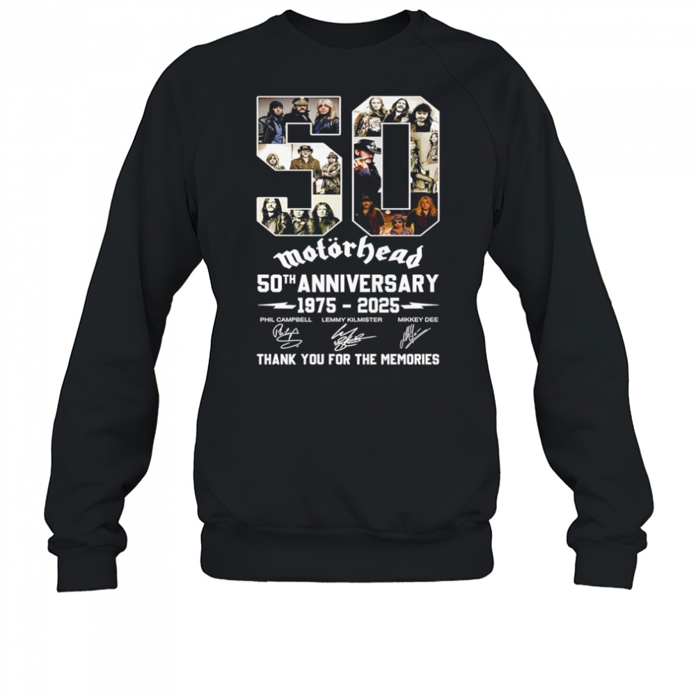 Motorhead 50th anniversary 1975 2025 thank you for the memories signature shirt Sweatshirt