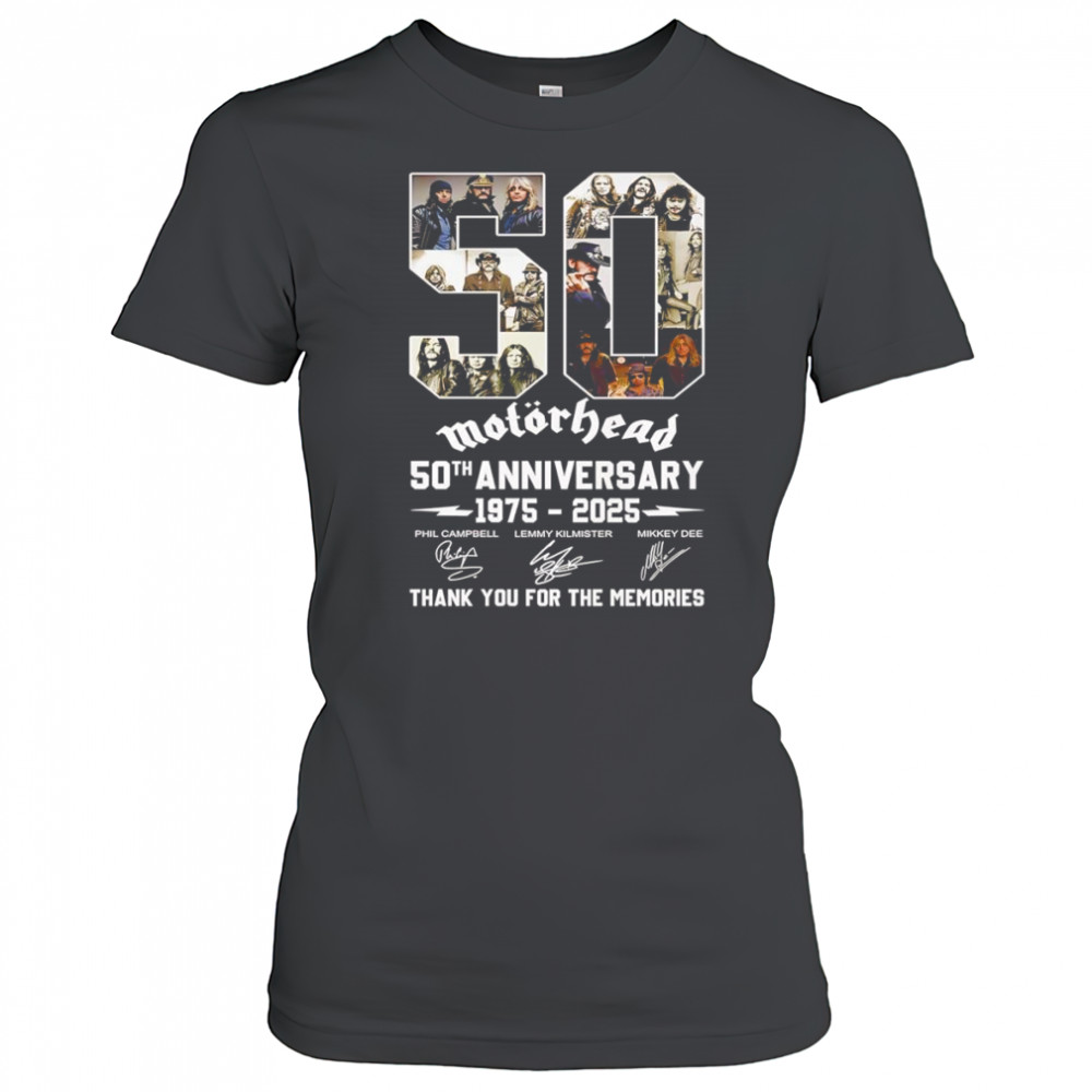 Motorhead 50th anniversary 1975 2025 thank you for the memories signature shirt Women's T-shirt