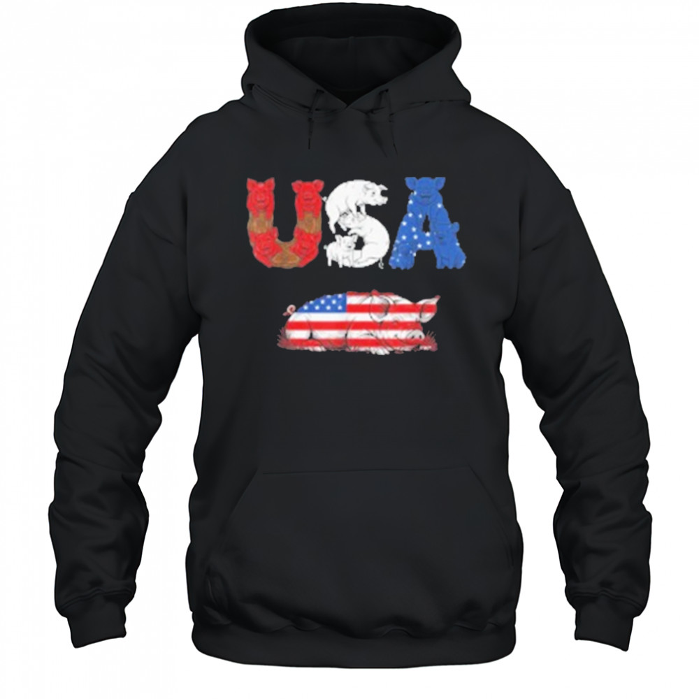 Pig American USA Flag 4th of July T-Shirt Hoodie