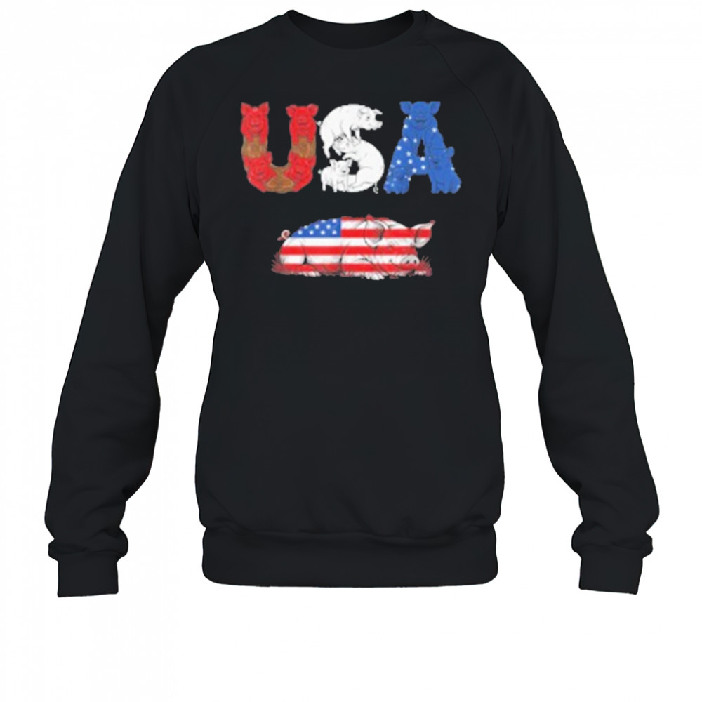 Pig American USA Flag 4th of July T-Shirt Sweatshirt