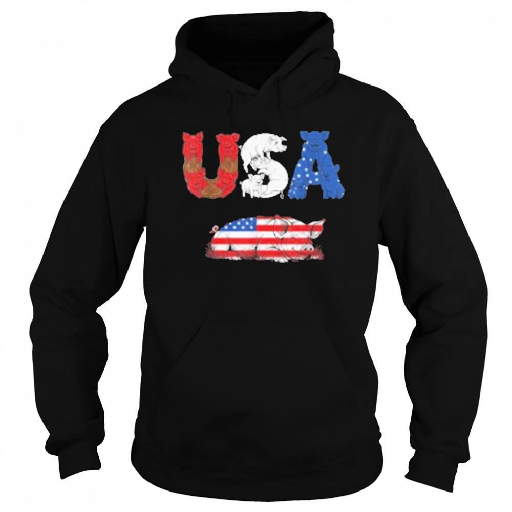 Pig American USA Flag 4th of July T-Shirt Hoodie