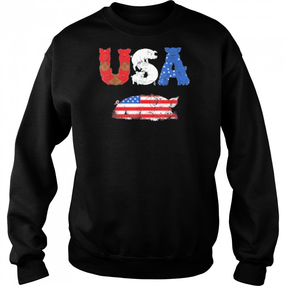 Pig American USA Flag 4th of July T-Shirt Sweatshirt