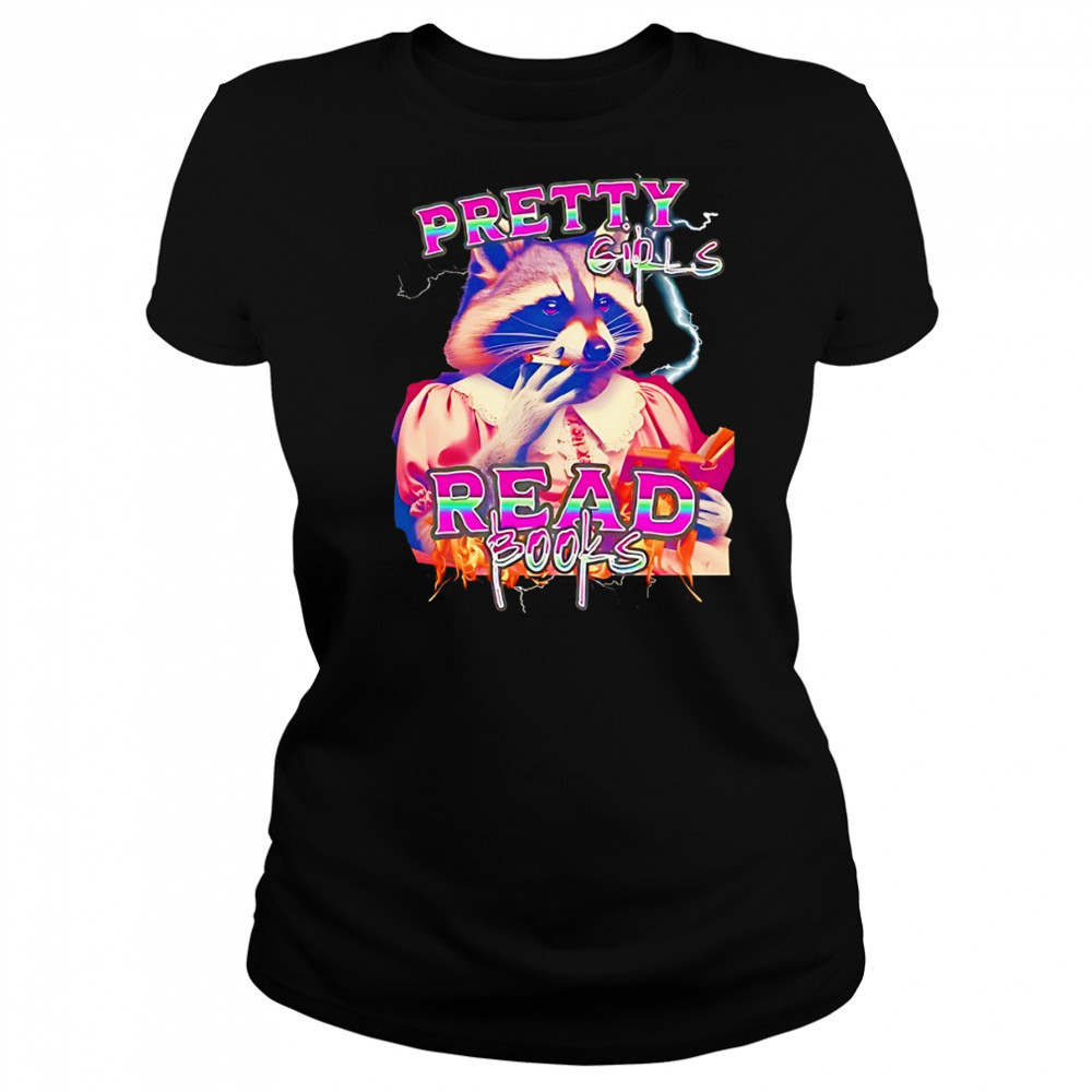 Raccoon Smoking Pretty Girls Read Books shirt Women's T-shirt