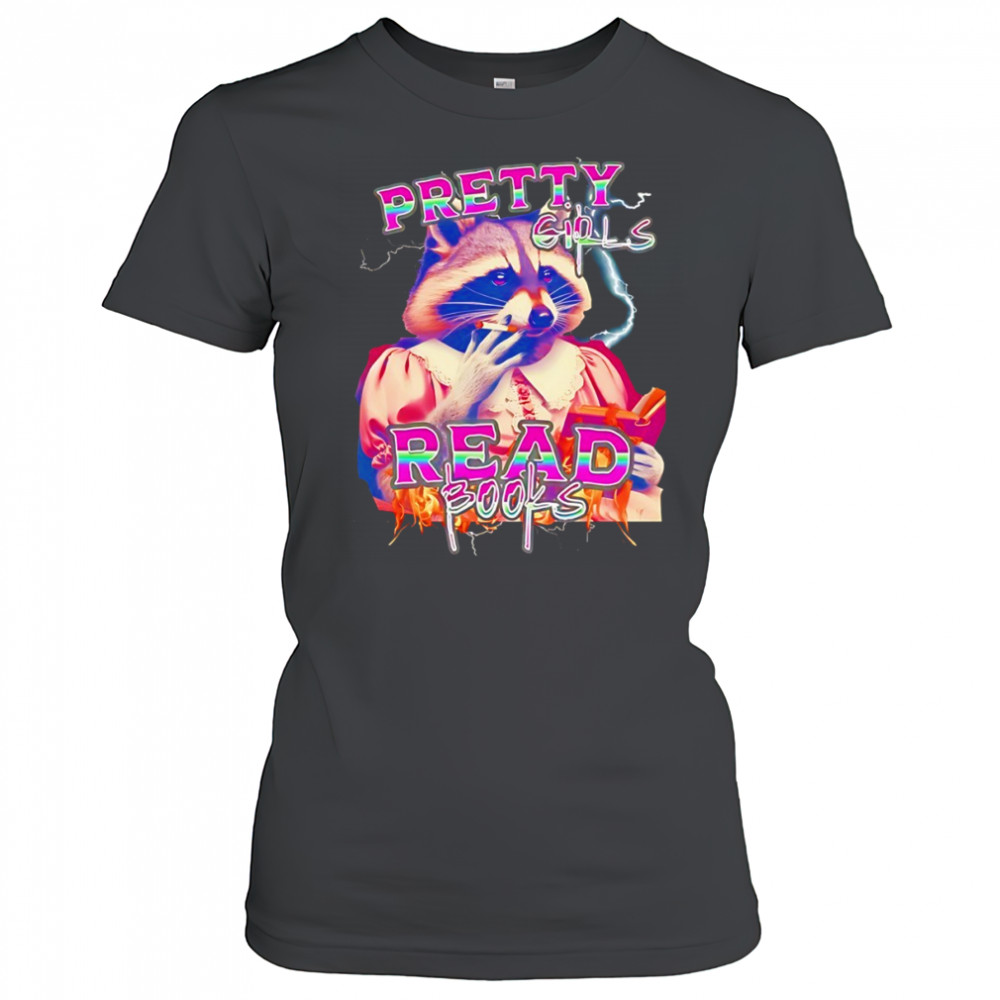 Raccoon Smoking Pretty Girls Read Books shirt Women's T-shirt