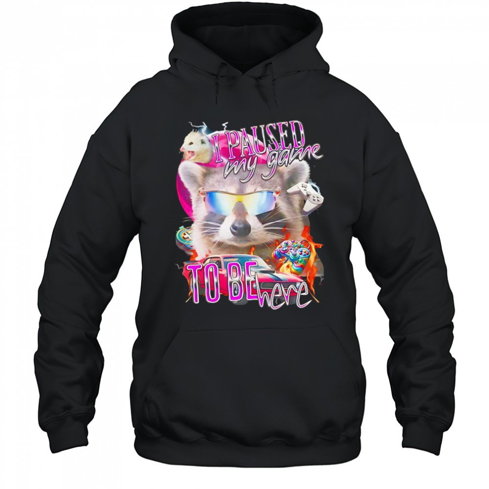 Raccoon wearing glass I paused my game to be here shirt Hoodie
