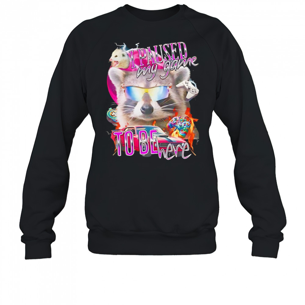 Raccoon wearing glass I paused my game to be here shirt Sweatshirt