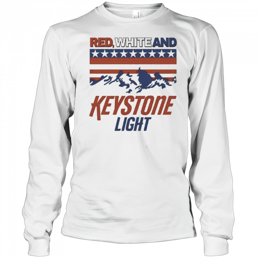 Red White And Keystone Light 4th Of July Shirt Long Sleeved