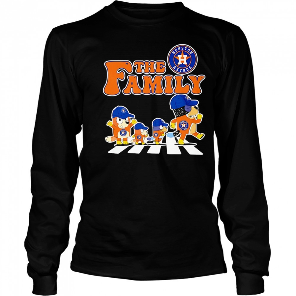 The Family Bluey vs Houston Astros MLB Baseball Abbey Road shirt Long Sleeved