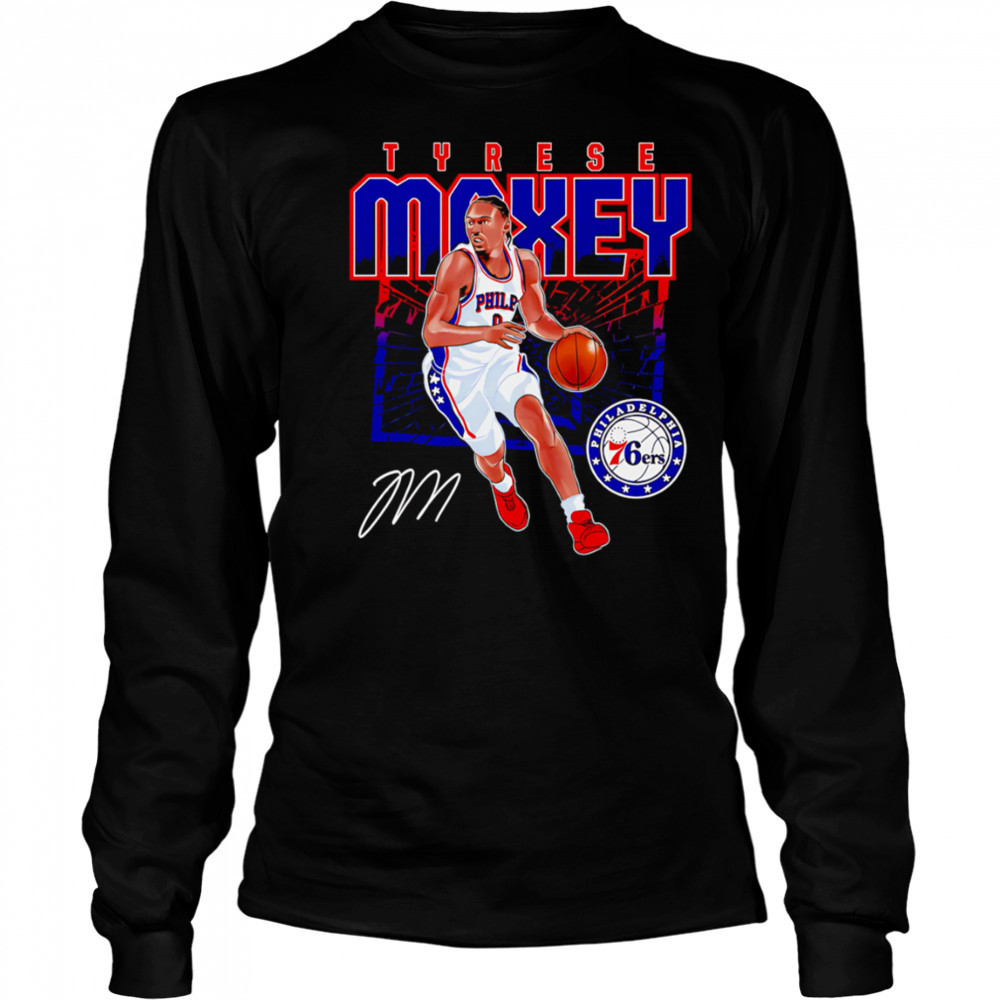 Tyrese Maxey Philadelphia 76ers Shattered shirt Long Sleeved